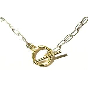 STUNNING Elegant Gold and Silver Toggle Necklace NWT